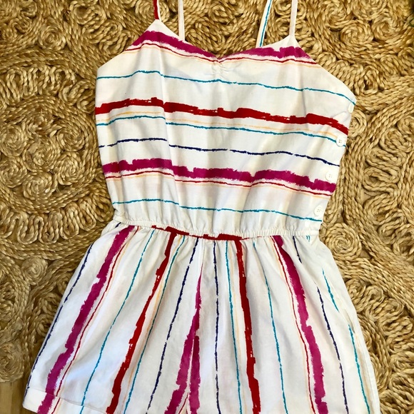Vintage 80s Colorful romper cotton with pockets - Picture 3 of 8